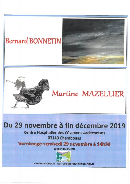 Vernissage 29 novembre Bernard Bonnetin et Martine Mazellier