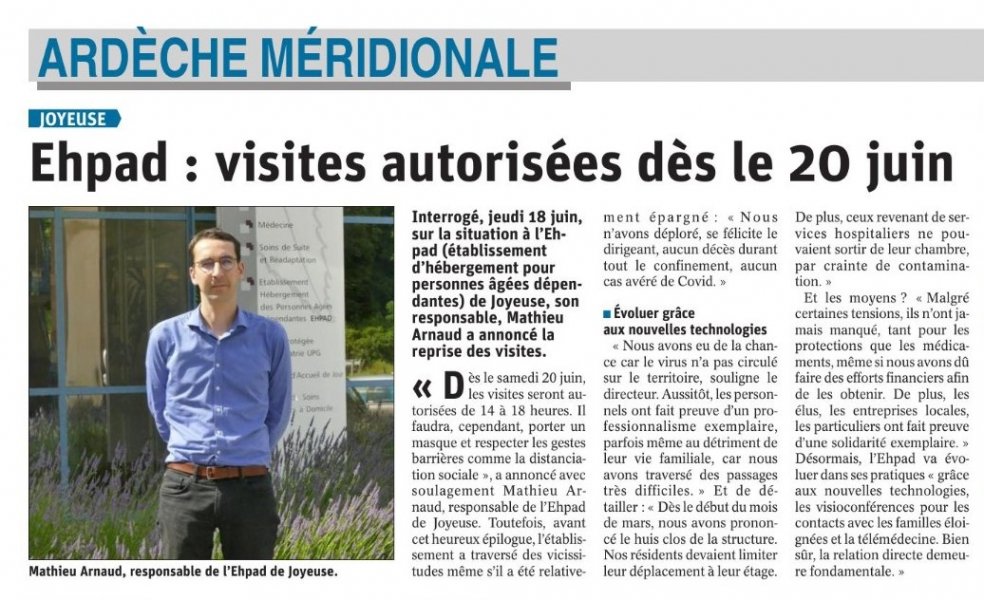 Reprise des visites en EHPAD