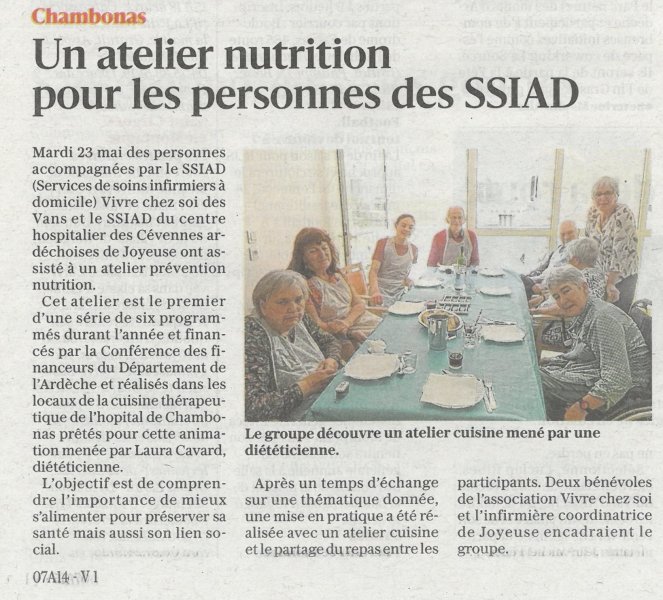Repas SSIAD à Chambonas