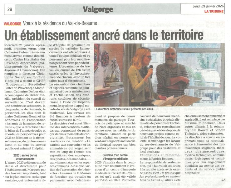 Voeux du CH des Cévennes ardéchoises